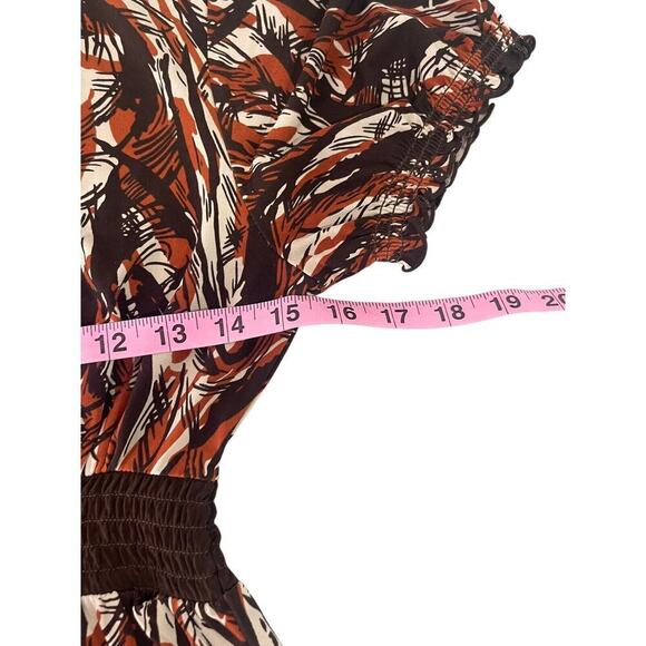 Merona Brown Pattern Y2K Style Slinky Babydoll Top Womens XS - Picture 4 of 5